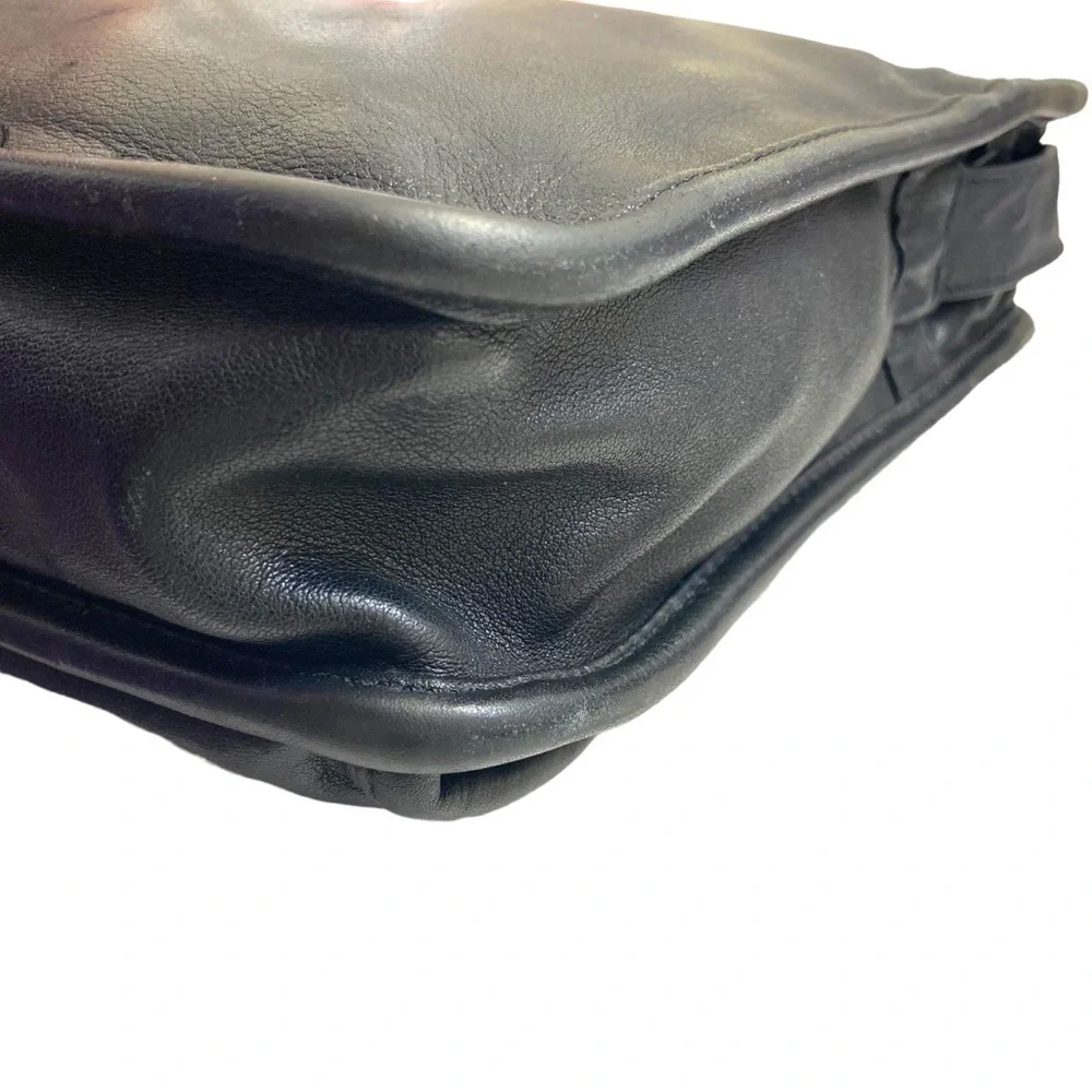Tumi black leather vintage messenger bag